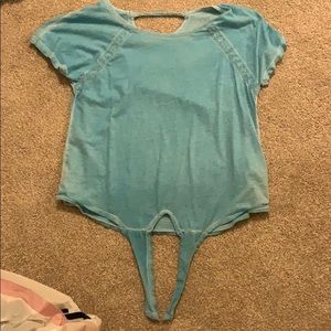 girls blue tie up tshirt